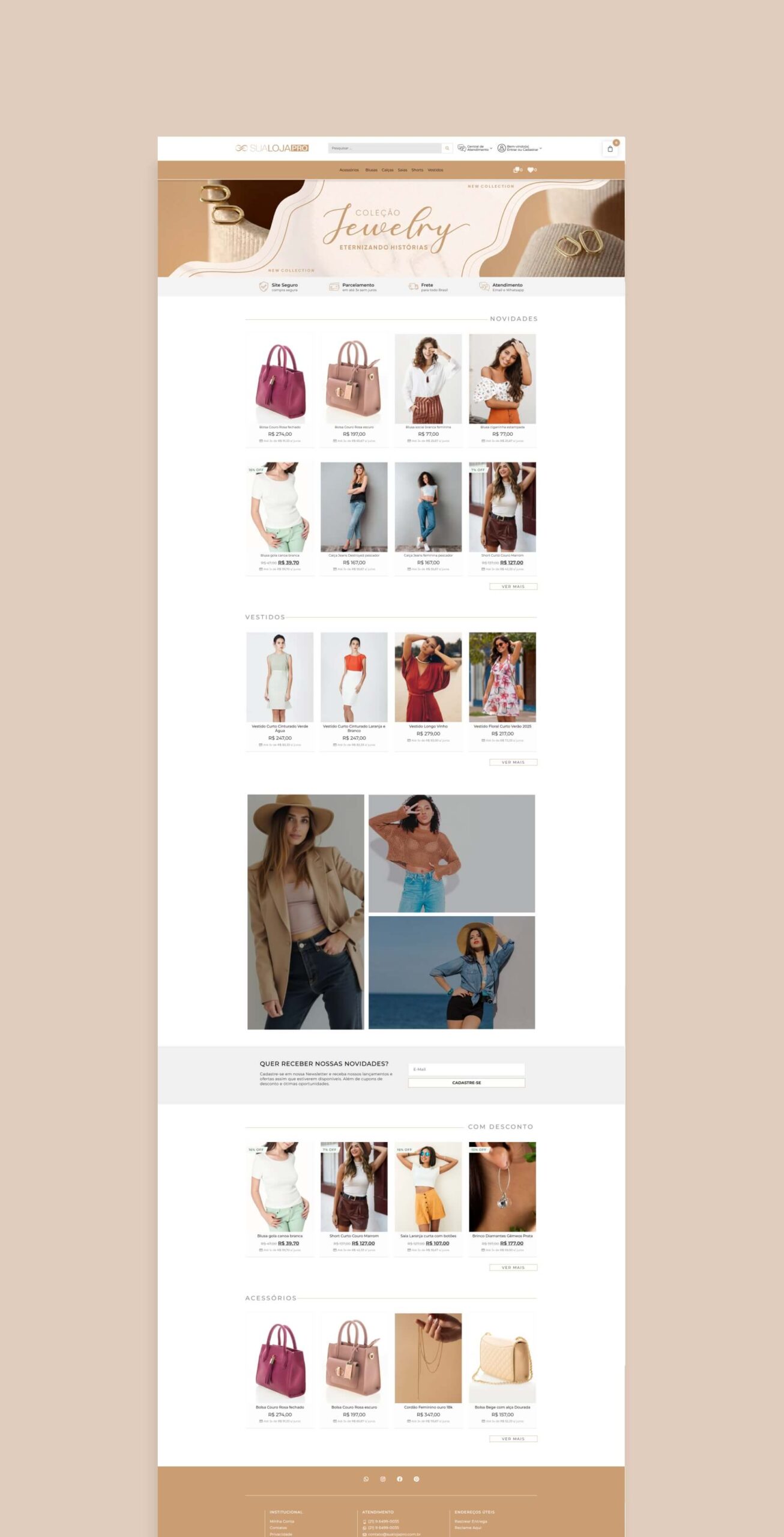 site para loja de acessórios